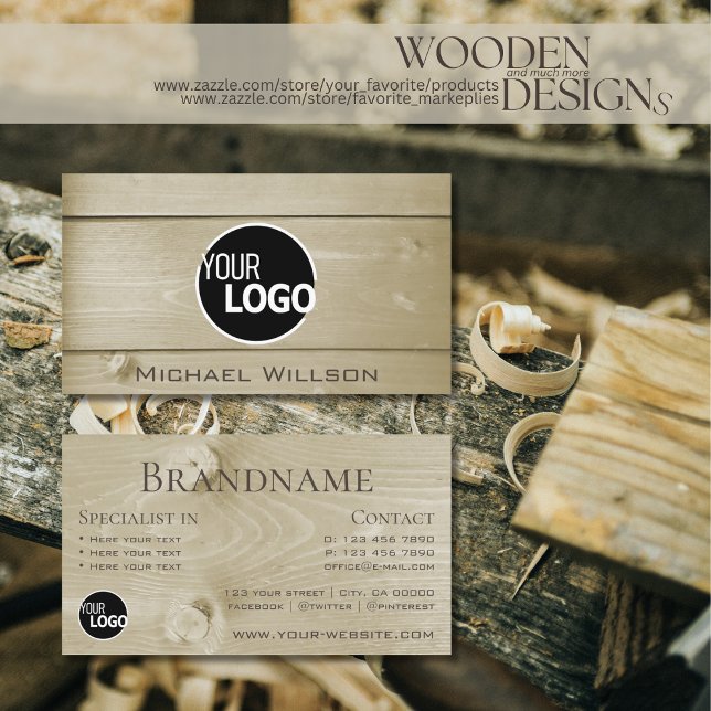 Cartes Brown en bois clair Grain de bois Look ajou (Créateur téléchargé)