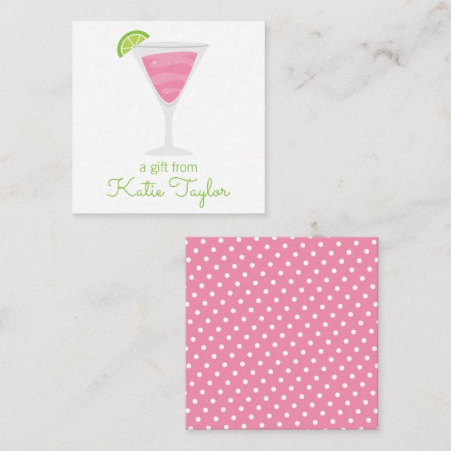 Cartes Cadeau Pink Poka Dot Cocktail (Devant / Derrière)