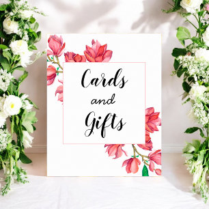 Cartes Cadeaux Affiche de Mariage Floral Rose Blan