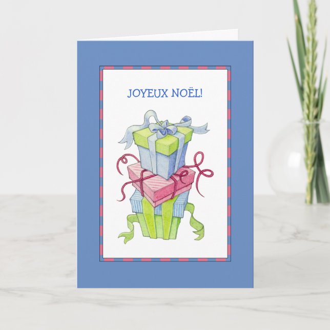 Cartes cadeaux Carte de Noël en bleu français (Devant)