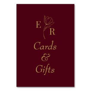 Cartes & Cadeaux Monogramme Floral Bourgogne