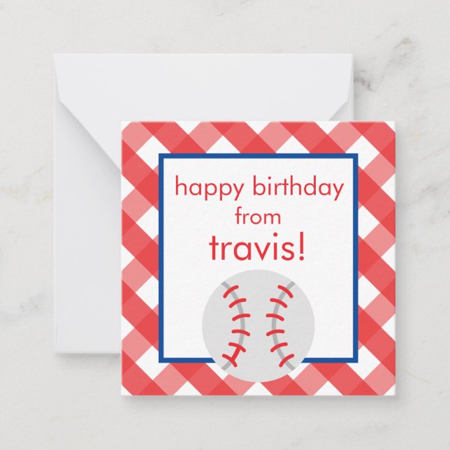 Cartes Cadeaux Personnalisées En vichy Baseball (Devant)