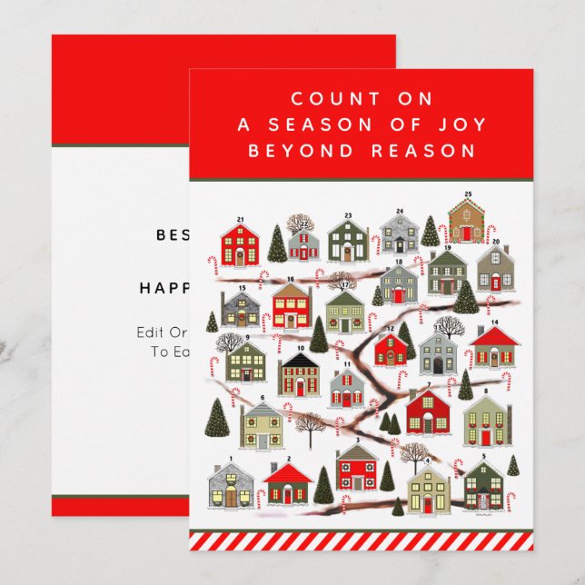 Cartes Calendrier de Noël (Devant / Derrière)