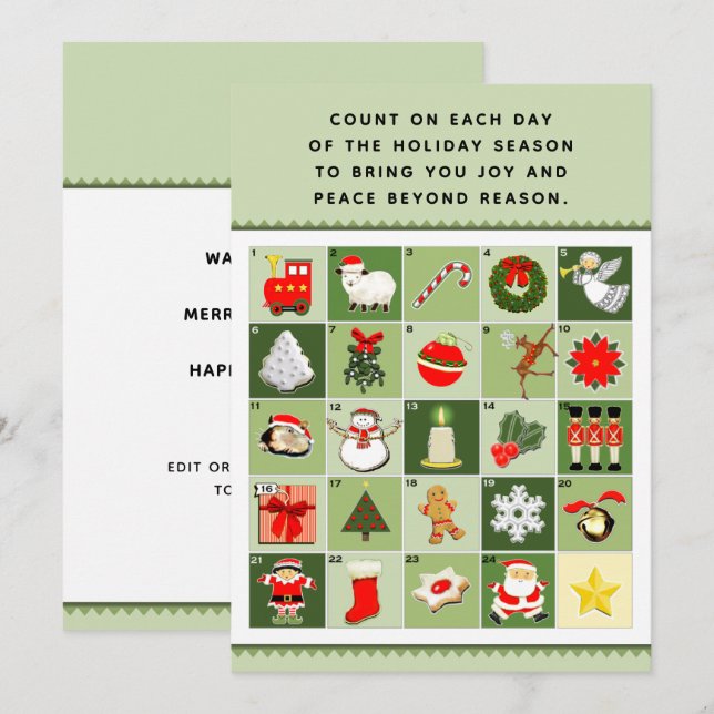 Cartes Calendrier de Noël (Devant / Derrière)