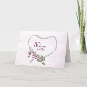 Cartes cardiaques au ruban 80e anniversaire