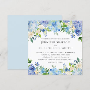 Cartes Carré Blue Hydrangea