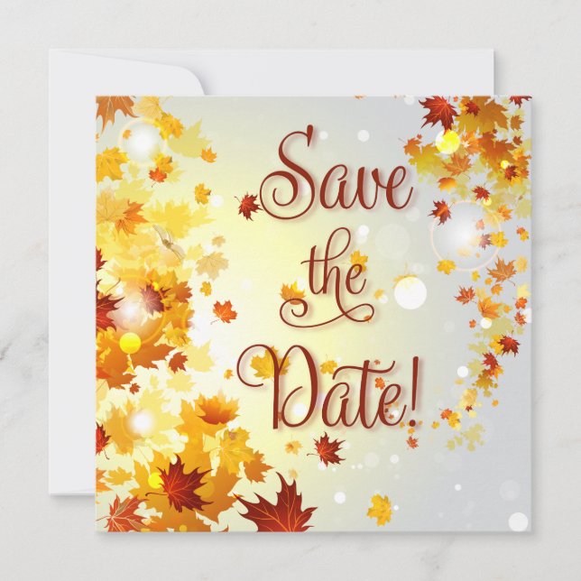 Cartes Carrées de Faire-Part de Mariage d'Automne  (Devant)