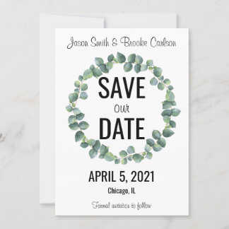 Cartes Cercle Eucalyptus "Save our Date"