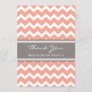 Cartes Chevron gris de corail de Merci de mariage