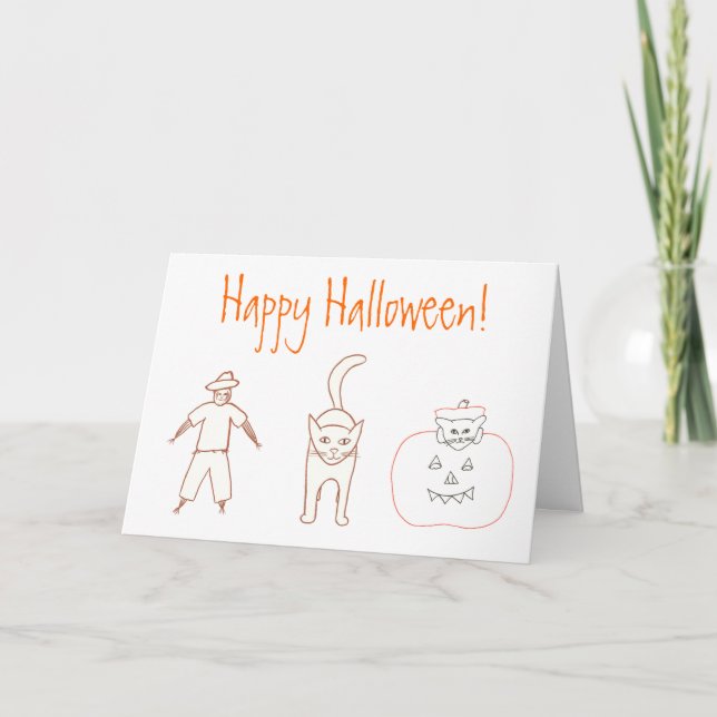 Cartes Citrouilles pour chats à écussons d'Hallowe (Devant)