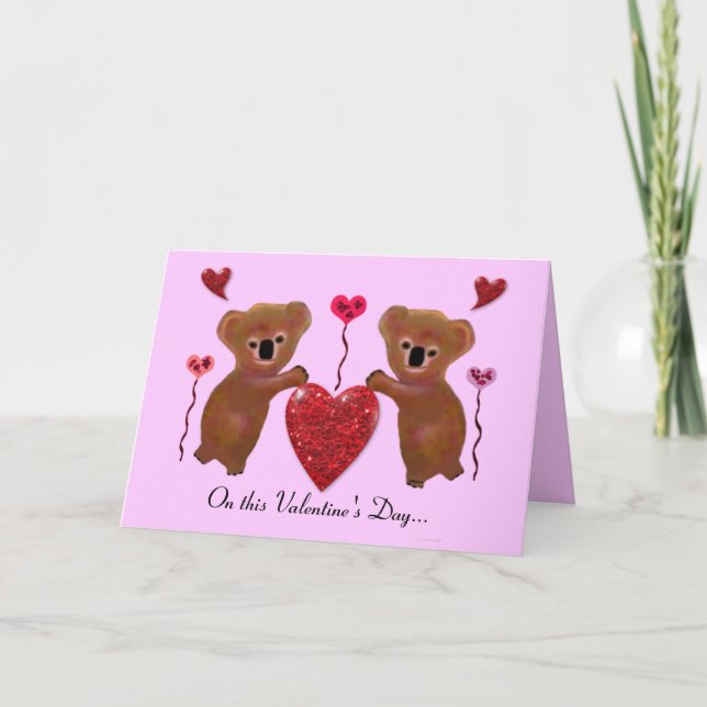 Cartes Coeurs Koala Valentine (Devant)