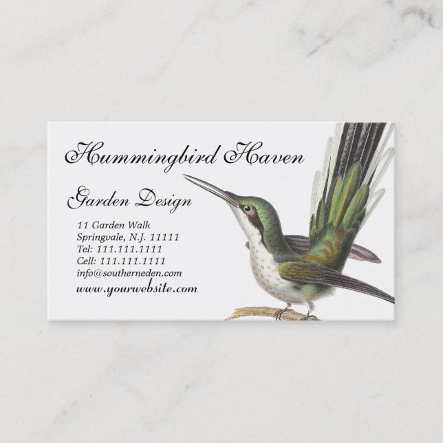 Cartes Colibri, Concepteur de Jardins, Boutique Ca (Devant)