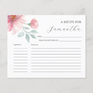 Cartes cuisine Recette Pink Watercolor Flowers