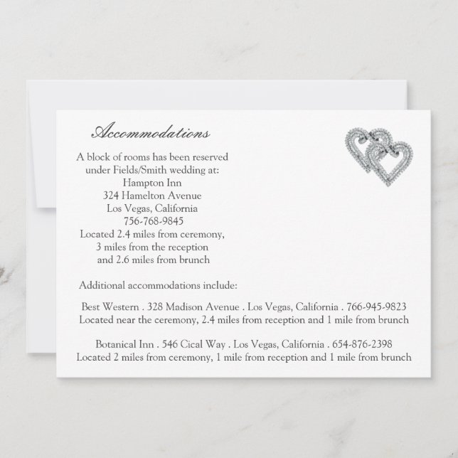 Cartes d'accompagnement de mariage Hearts White (Devant)