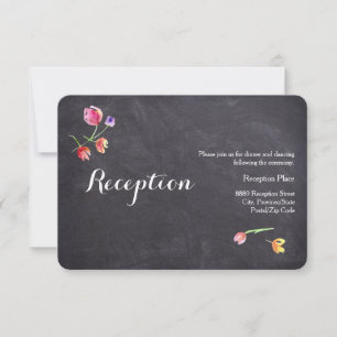 Cartes d'accueil Fleur Chalkboard Watercolor