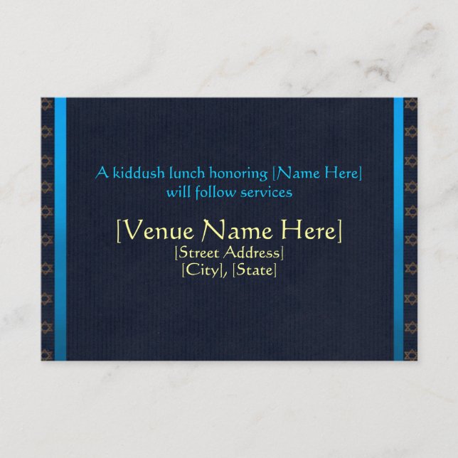 Cartes d'accueil personnalisées Bar Mitzvah (Devant)