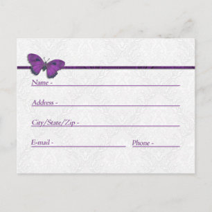 Cartes d'adresse Mariage Papillon Brocade violet