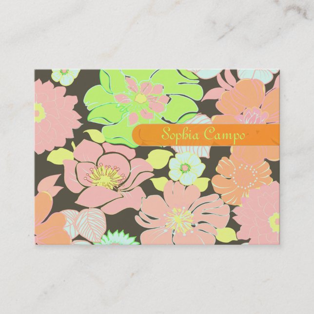 Cartes d'affaires colorées de fleurs tropicales ré (Devant)