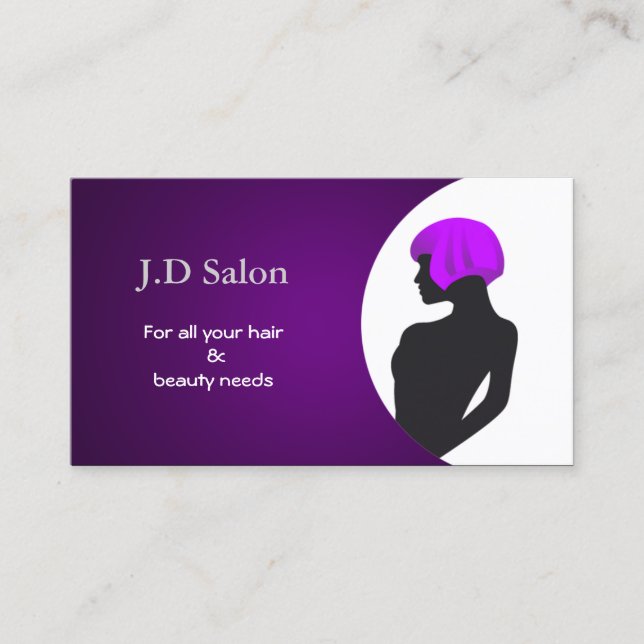 Cartes d'affaires du salon de coiffure pourpre (Devant)