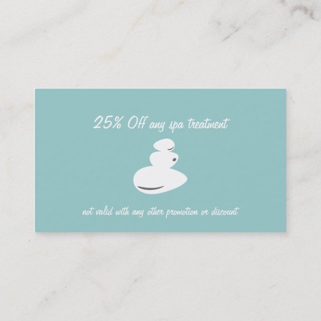 Cartes d'affaires et de coupon pour spa Massage Pi (Dos)