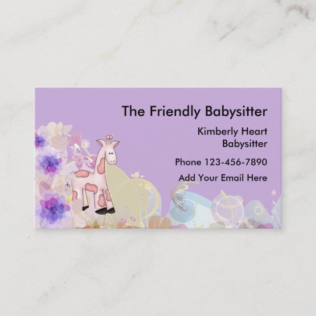 Cartes d'affaires pour baby-sitter mignonnes (Devant)