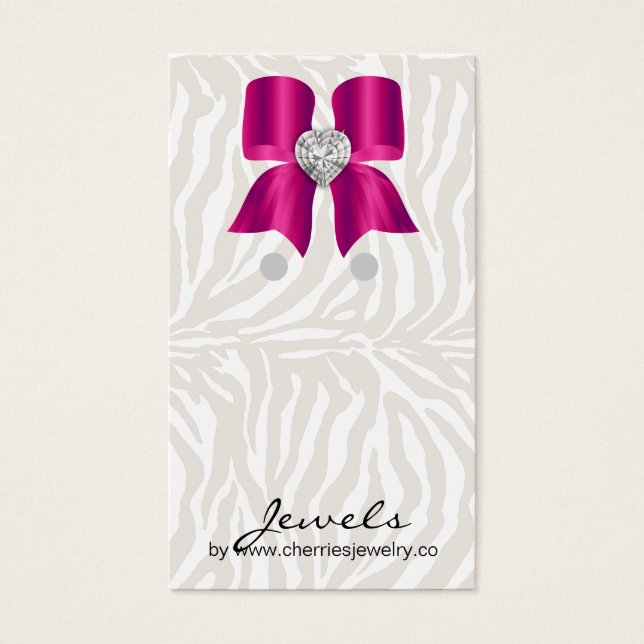 Cartes d'affichage à oreilles joaillerie Zebra Bow (Devant)