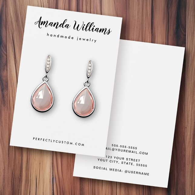 Cartes d'affichage d'oreille blanche avec un joli  (Pretty script white earring display cards)