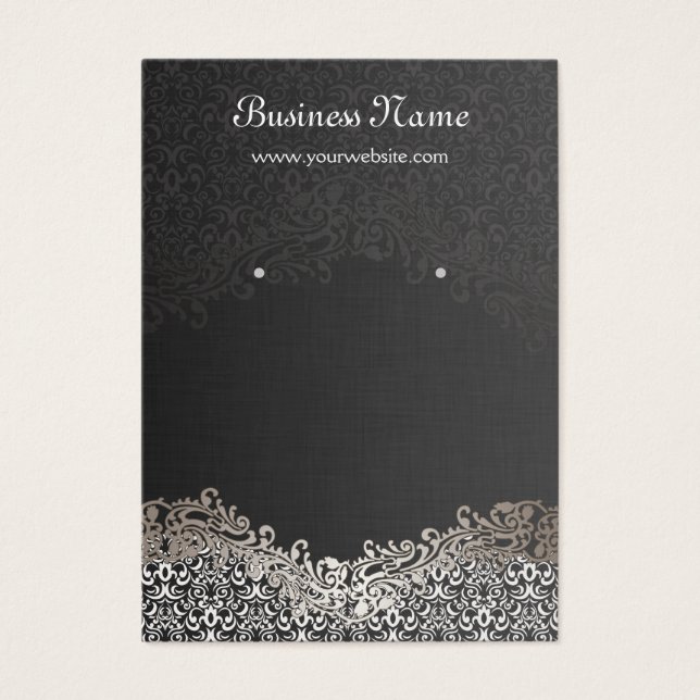 Cartes d'affichage Elegant Argent Damask (Devant)