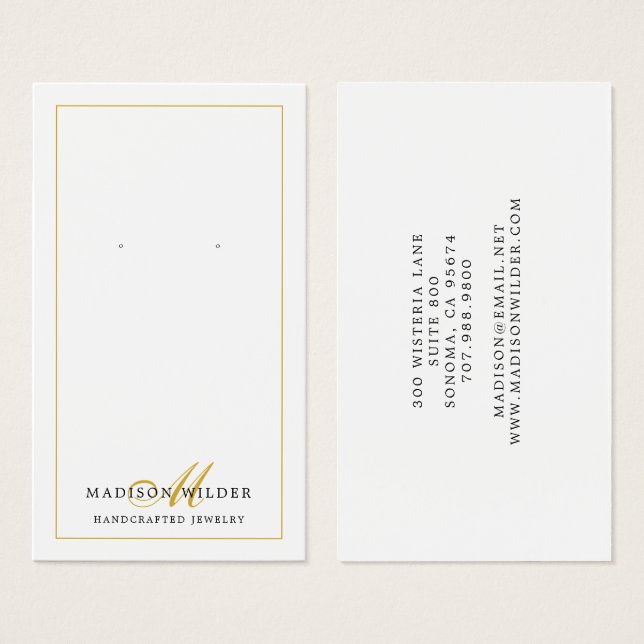 Cartes d'affichage or noir blanc Monogramme (Devant & derrière)