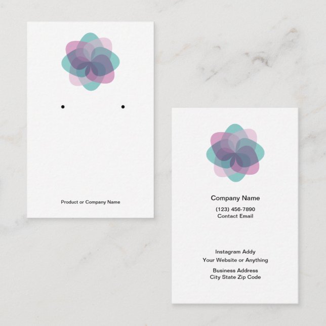 Cartes d'affichage pour bijoux à budget branché (Devant / Derrière)