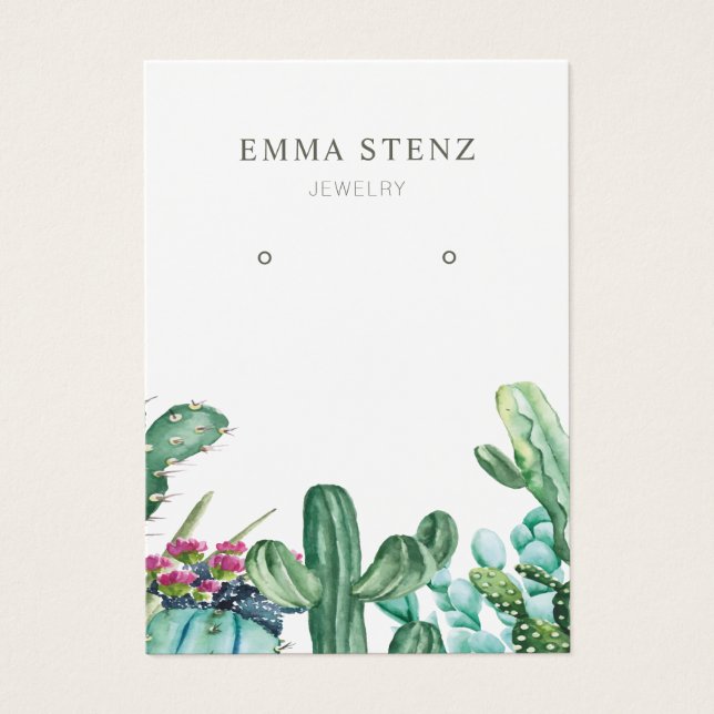 Cartes d'affichage pour bijoux à oreilles ・ Cactus (Devant)