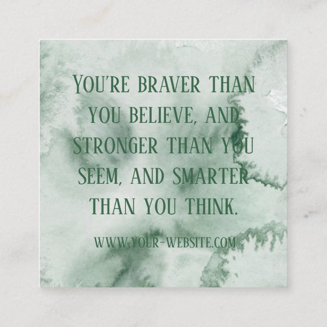 Cartes d'Affirmation Personnalisées Vert Aquarelle (Dos)