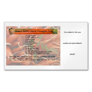 Cartes d'aimant d'affaires de recette