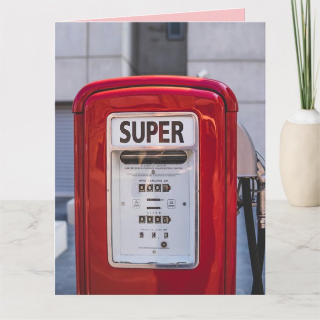 CARTES D'AMUSEMENT D'ANNIVERSAIRE RETRO GAS PUMP (Devant)