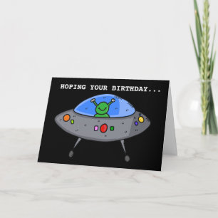 CARTES D'ANNIVERSAIRE ALIEN UFO FUNNY