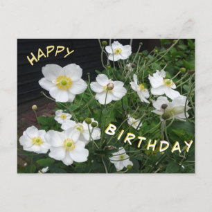 Cartes d'anniversaire aux Anémones Japonaises Blan