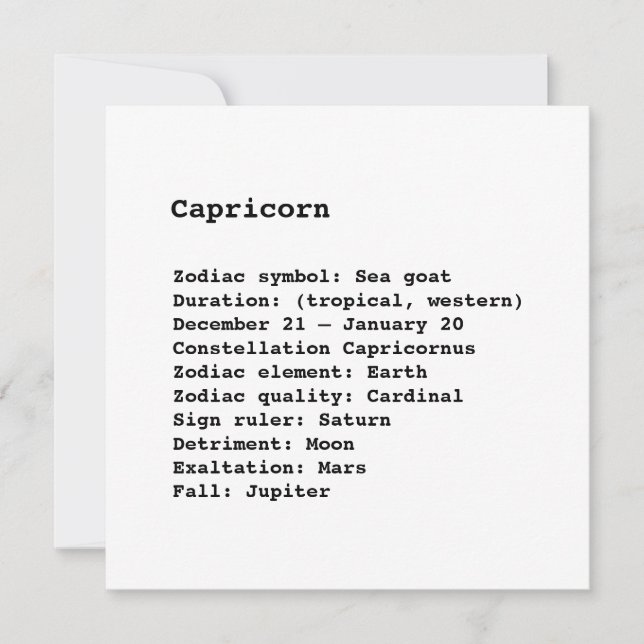 Cartes d'anniversaire Capricorn Zodiac (Devant)