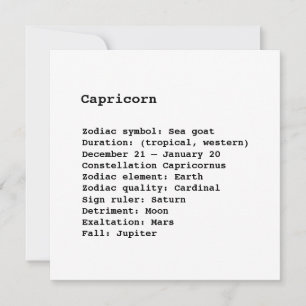 Cartes d'anniversaire Capricorn Zodiac