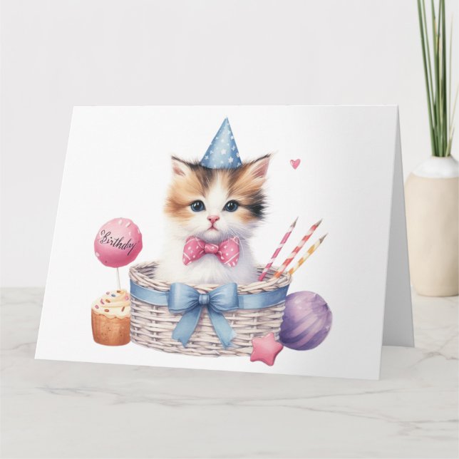 Cartes d'anniversaire chaton (Devant)
