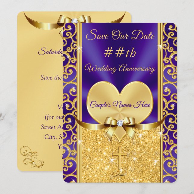 Cartes d'anniversaire chrétiennes "Save the Date" (Devant / Derrière)