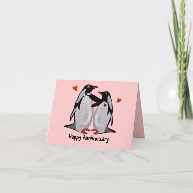 Cartes d'anniversaire d'amour de pingouin (Devant)