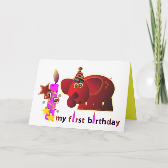 Cartes d'anniversaire d'animal : Premier anniversa (Devant)