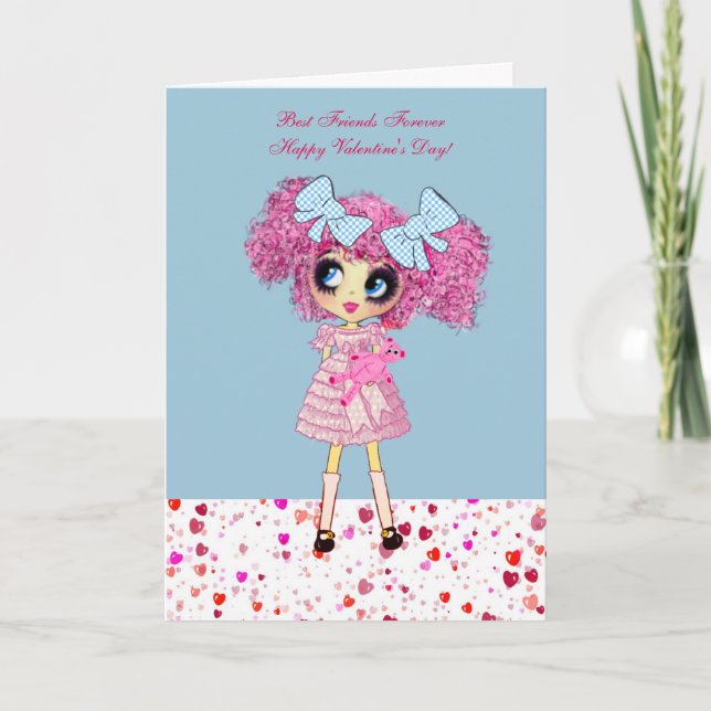 Cartes d'anniversaire de fille Kawaii avec PinkyP (Devant)