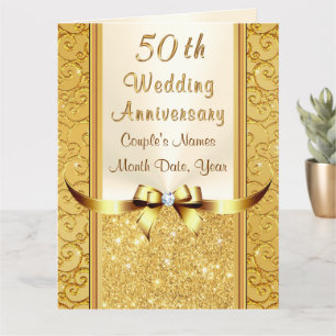 Cartes d'anniversaire de Mariage d'or personnalisé