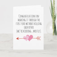 cartes d'anniversaire de premier mariage amusantes