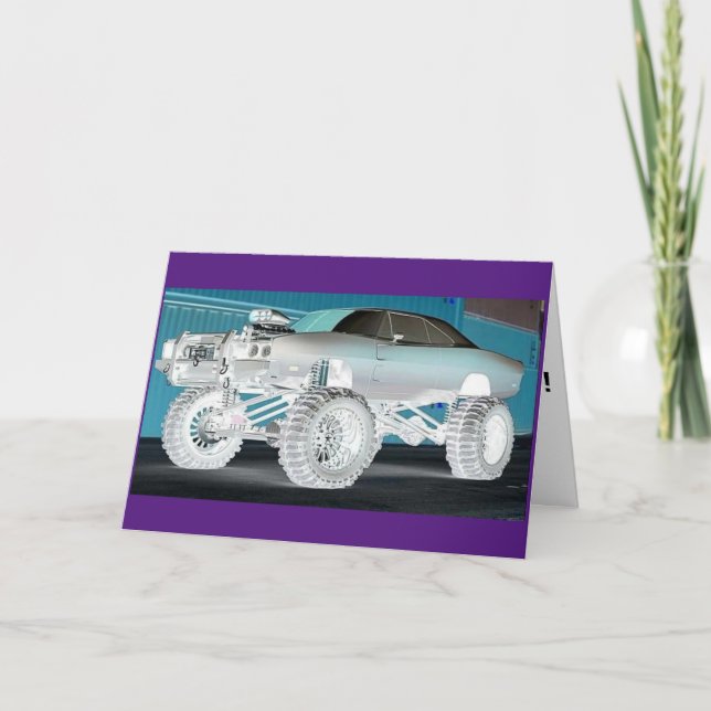 CARTES D'ANNIVERSAIRE MONSTER CAR (Devant)