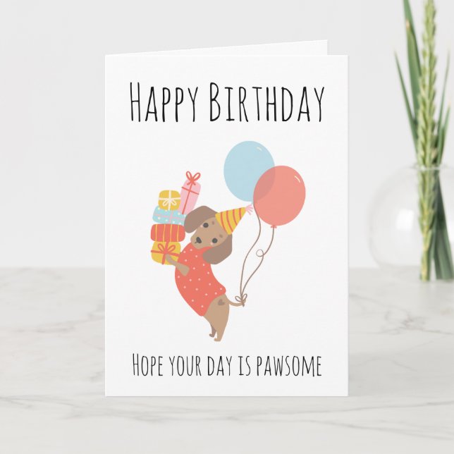 cartes d'anniversaire pour chien de saucisse (Devant)