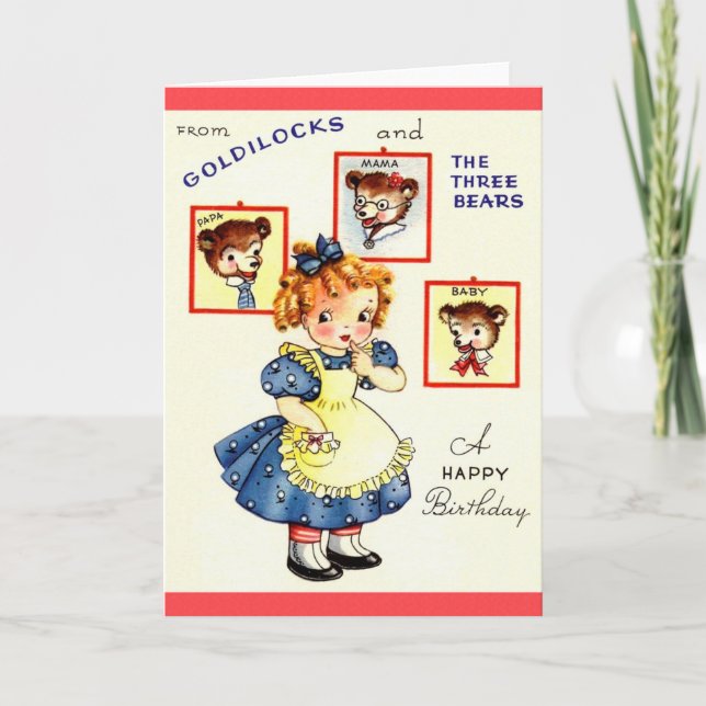 Cartes D'Anniversaire vintages Et Trois Ours (Devant)