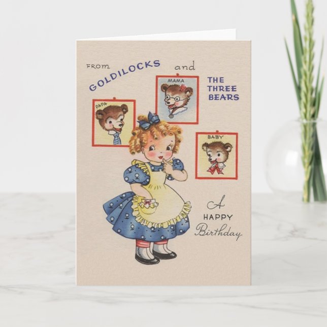 Cartes D'Anniversaire vintages Et Trois Ours (Devant)