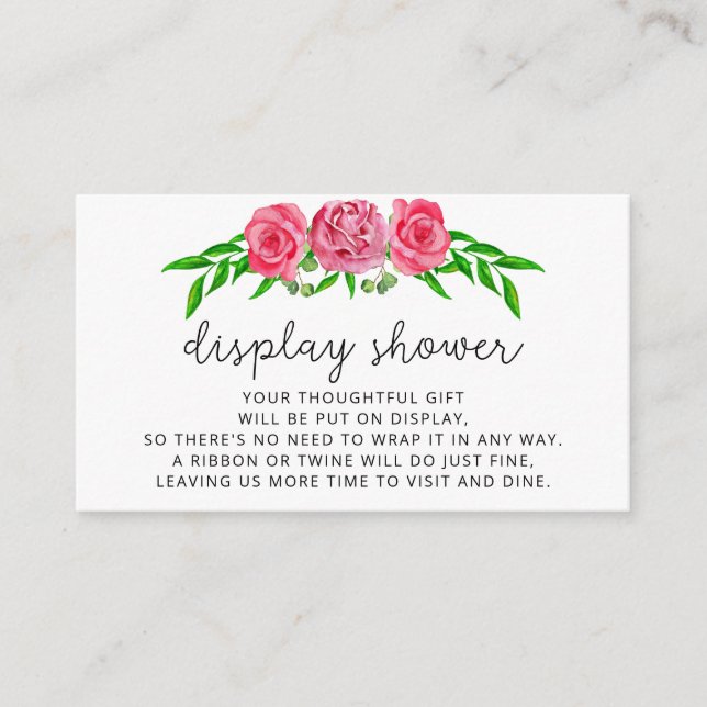 Cartes d'annonce de douche à encadrement de roses  (Devant)